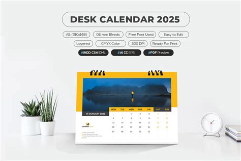 2025 Calendar Printable A5 Graphic by Mstartwork · Creative Fabrica