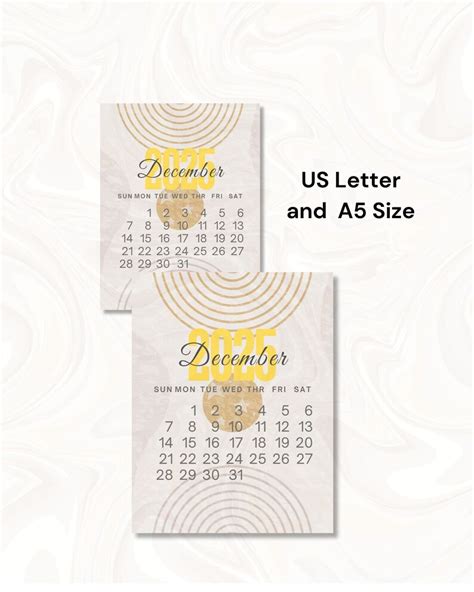 Editable Calendar, 2025 Yearly Calendar, Minimalist Calendar, Digital ...