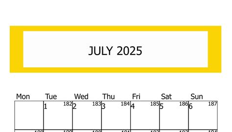 2025 July Printable Calendar DIGITAL CALENDAR 2025, PNG Print - Etsy