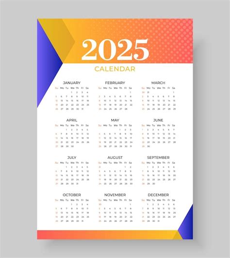 Plantilla de calendario 2025 en vector editable de estilo mínimo ...
