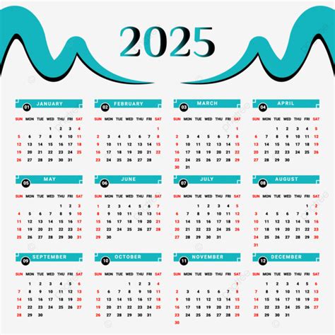2025 Calendar With Black And Green Unique Style Vector, Calendar, 2025 ...