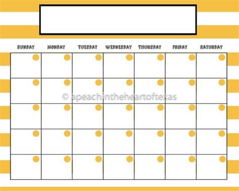 8x10 Printable Calendar by apeachintheheart on Etsy