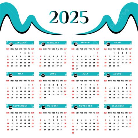 2025 Calendar With Black And Green Unique Style Vector, Calendar, 2025 ...