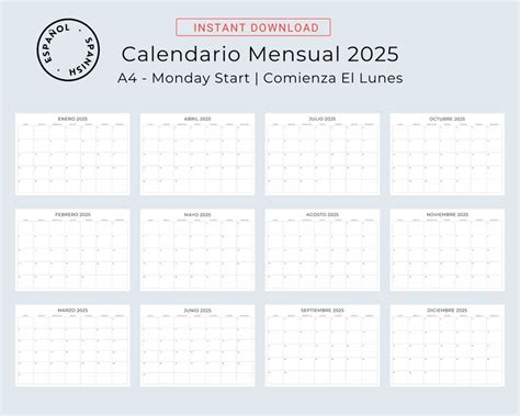 2024 & 2025 Calendario Español 2024 2025 Planificadores Mensuales ...