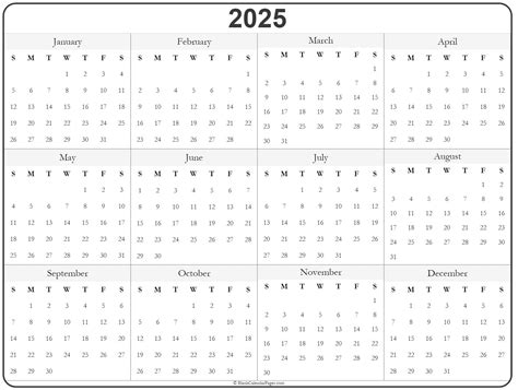 Free Printable Calendar Sheets 2025 - Web Page Calendar