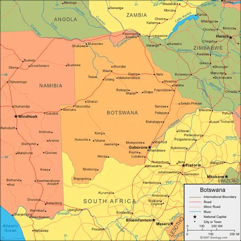 Botswana Map and Satellite Image