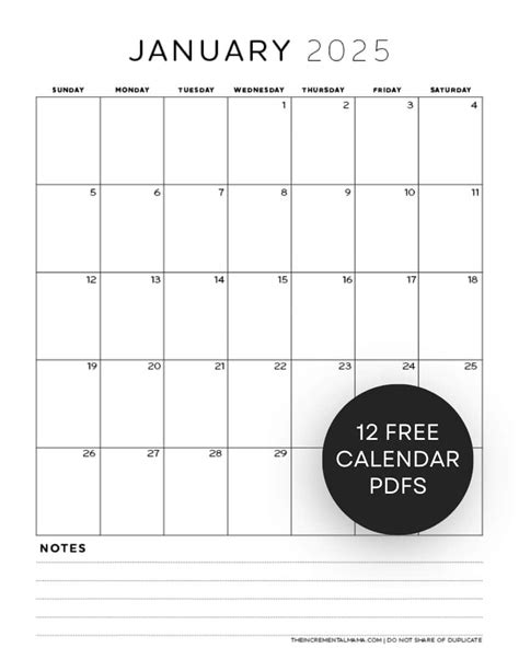 Free 2025 Monthly Calendar PDF Printable With Lined Section - The ...