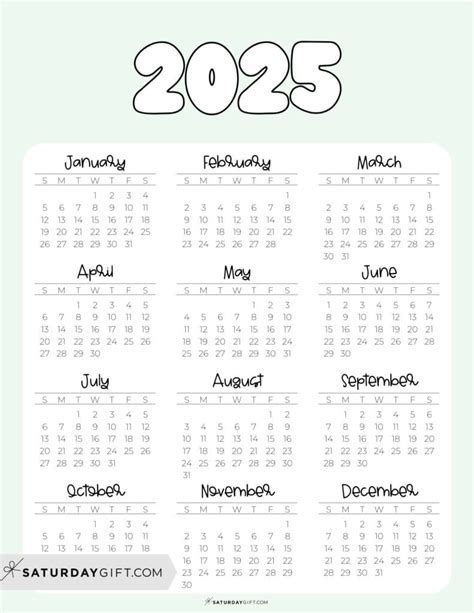 2025 Cute Printable Calendar - nedi marilee