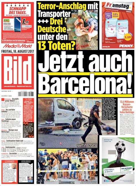 Newspaper Bild (Germany). Newspapers in Germany. Friday's edition ...