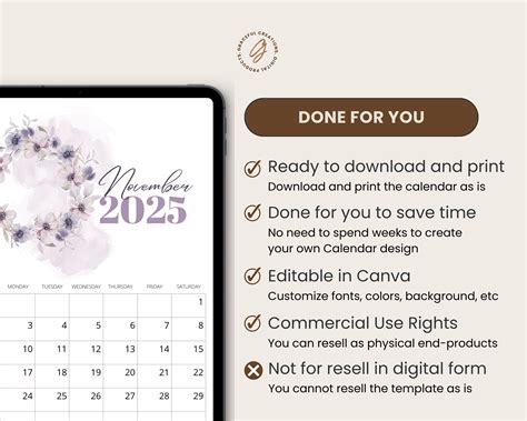 2025 Calendar Template, Editable 2025 Calendar Templates, Printable ...