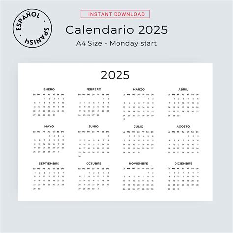 2025 Spanish Calendar Printable - Vevay Charity