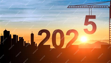 2025 ano novo 2025 guindaste de silhueta prepara-se para receber 2025 ...