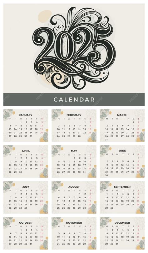 2025 Calendar Floral Vintage Design Printable Planner | Premium AI ...
