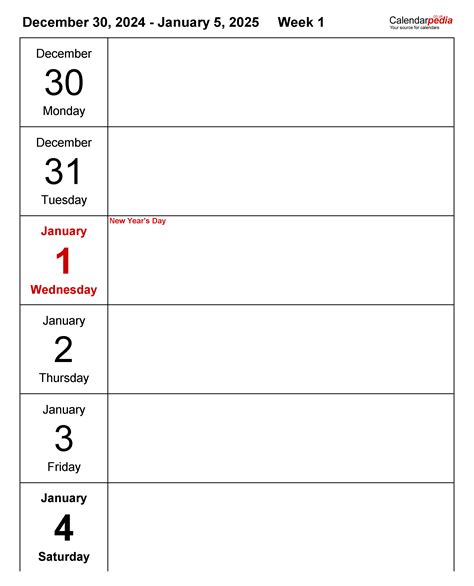 Free Printable Weekly Calendar 2025 Template - Toma Agnella