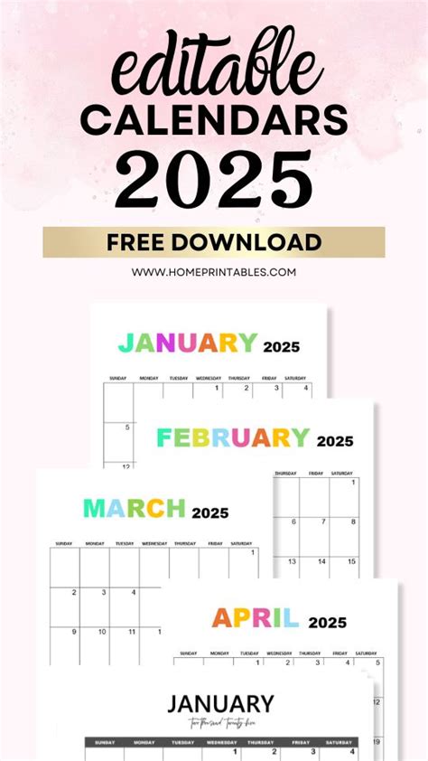 Fully Editable 2025 Calendar in Word - Free Beautiful Templates!
