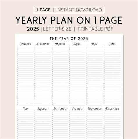 Printable One Page Calendar 2025: An Essential Planning Tool ...