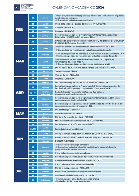 Calendario 2024/2025 by Universidad Católica de Córdoba - Issuu