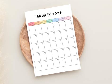 2025 Calendar Printable, Monthly Calendar 2025, Blank Calendar 2025 ...