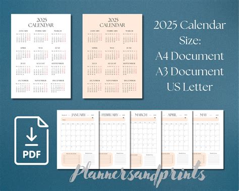 Printable Calendar 2025 Calendar Monthly Calendar Printable Blank ...
