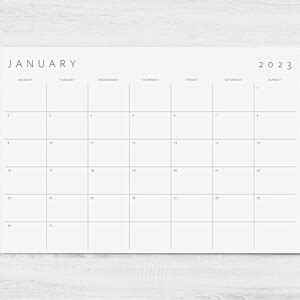 2023 Calendar Printable Digital Monthly Planner Minimalist - Etsy