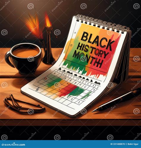 February - Black History Month Handwriting in a Desktop Calendar Stock ...