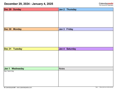 Weekly Calendars 2025 for PDF - 12 free printable templates