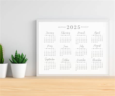 2025 Year Calendar Printable, SUNDAY Start, Year Overview 2025, One ...