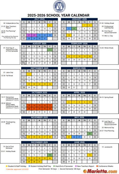 Marietta City School Calendar 2025-2026 | Marietta.com
