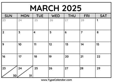 Free March 2025 Calendar Printable