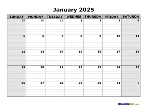 2025 Free Blank Calendar - Free Printable Templates