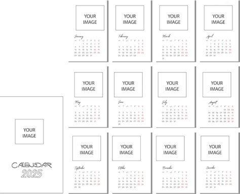 Vector de plantilla de calendario simple para el año 2025 | Vector Premium