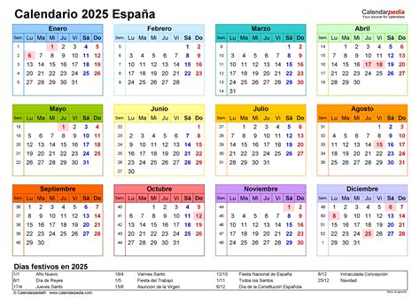 Calendario Por Semanas 2025 - Julian Murray