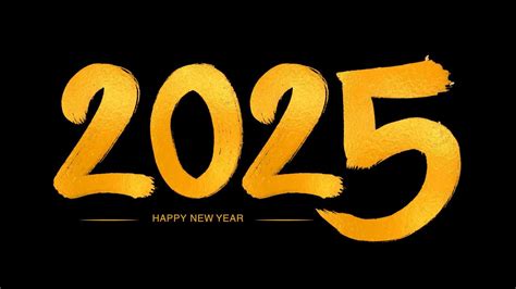 feliz año nuevo 2025 números dorados caligrafía manuscrita, ilustración ...