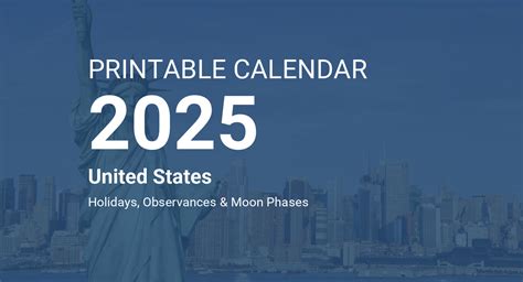 Free Printable Calendar with Holidays for United States