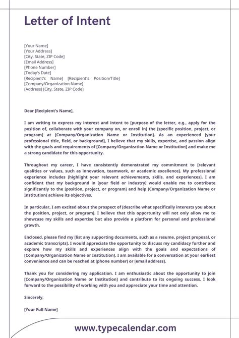 Free Printable Letter Of Intent Templates [Word, PDF] +Tips