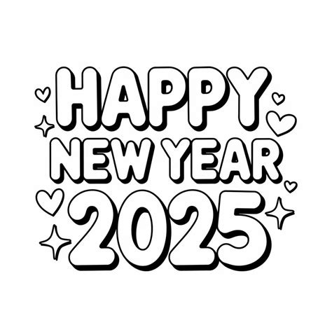 Mutlu Yıllar 2025 Yazdırılabilir Boyama Sayfası – Boyama Online