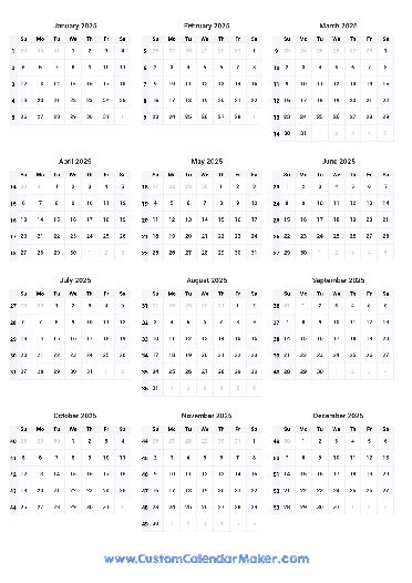 Printable Yearly Calendar 2025 - Annual Planner Template