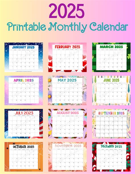 Printable 2025 Monthly Calendar – Cassie Smallwood
