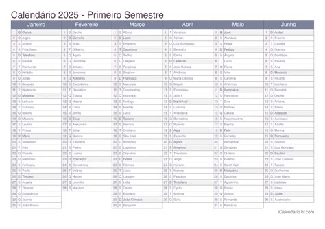Calendário 2025 para imprimir PDF e Excel