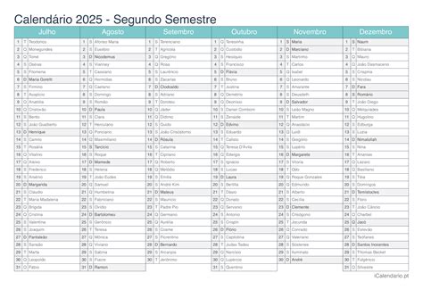 Calendário 2025 para imprimir PDF e Excel
