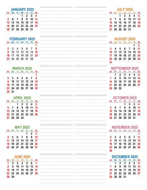 Yearly calendar 2025 – free-calendar.su