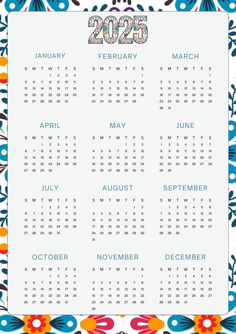2025 Digital Download: 12-month Printable Calendar, Year at a Glance ...
