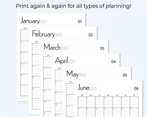 2025 Monthly Calendar, Printable Insert, Minimalist Lined Planner Page ...