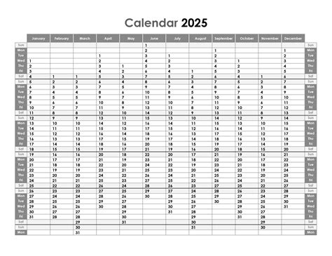 Yearly calendar 2025 – free-calendar.su