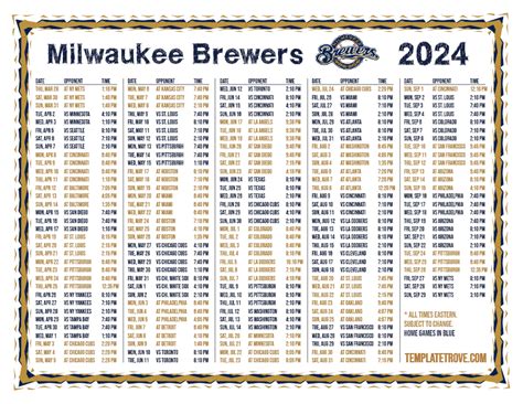 Brewers 2025 Printable Schedule Pdf Free Download Images References ...