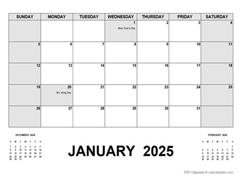 2025 Calendar With Holidays PDF - Free Printable Templates