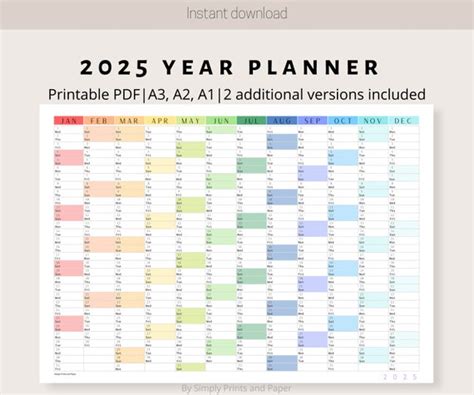 Large Calendar Printable 2025 - Dodie Freddie