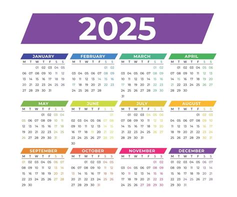 2025 Calendar, 2025 colorful calendar design, Calendar 2025, Calendar ...