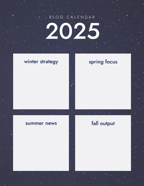 Blog Calendar 2025 (black) customizable template | Shutterstock
