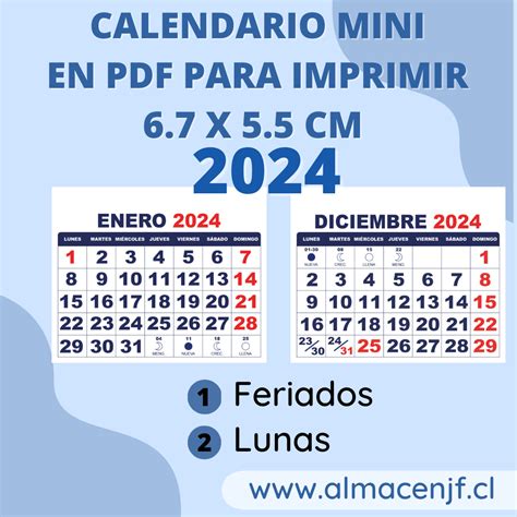Calendario Mensual 26 X 19 Cm 2024 En Pdf Para Imprimir Almac N Jf